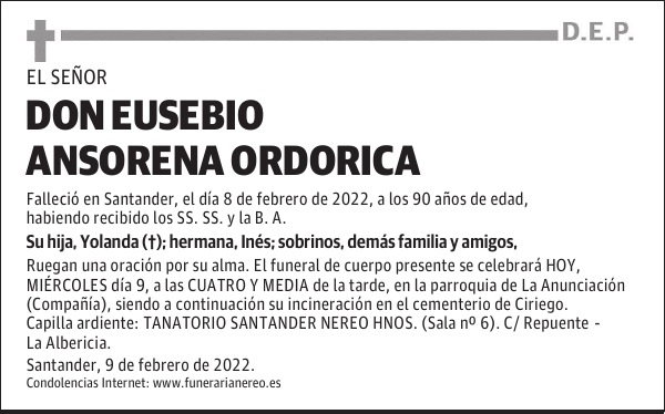 DON EUSEBIO ANSORENA ORDORICA