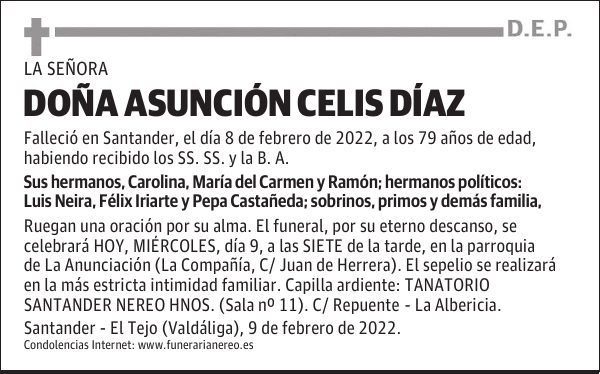 DOÑA ASUNCIÓN CELIS DÍAZ