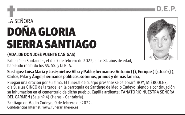 DOÑA GLORIA SIERRA SANTIAGO