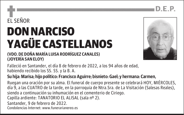 DON NARCISO YAGÜE CASTELLANOS