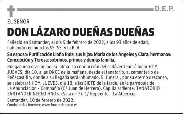 DON LÁZARO DUEÑAS DUEÑAS
