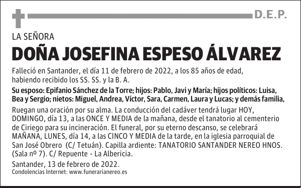 DOÑA JOSEFINA ESPESO ÁLVAREZ