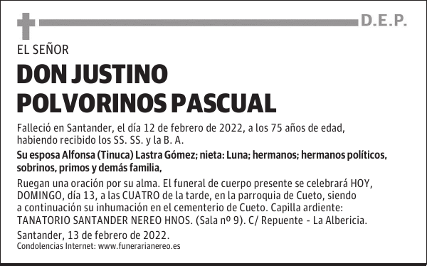 DON JUSTINO POLVORINOS PASCUAL