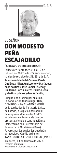DON MODESTO PEÑA ESCAJADILLO