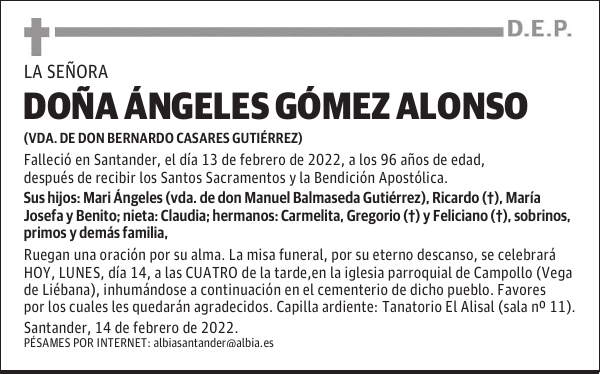 DOÑA ÁNGELES GÓMEZ ALONSO