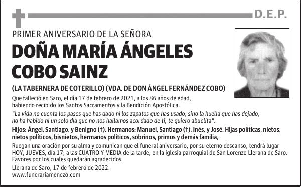 DOÑA MARÍA ÁNGELES COBO SAINZ