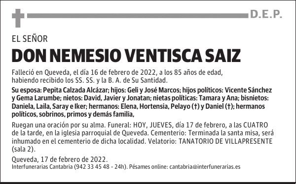 DON NEMESIO VENTISCA SAIZ