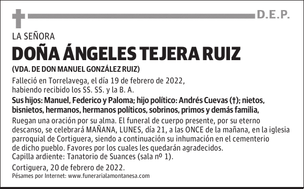 DOÑA ÁNGELES TEJERA RUIZ