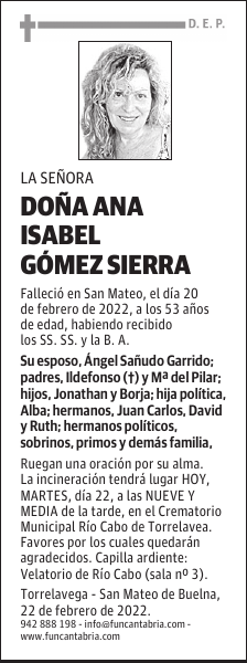 DOÑA ANA ISABEL GÓMEZ SIERRA