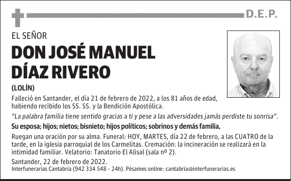 DON JOSÉ MANUEL DÍAZ RIVERO