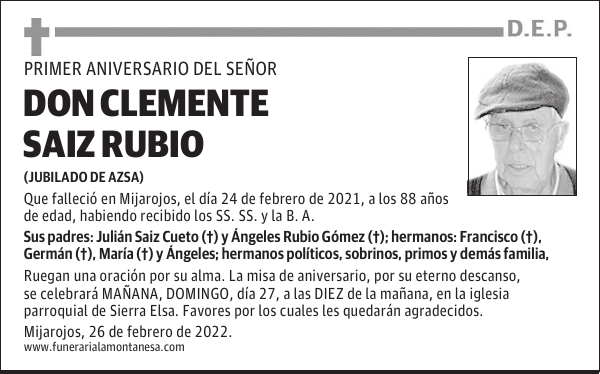 DON CLEMENTE SAIZ RUBIO
