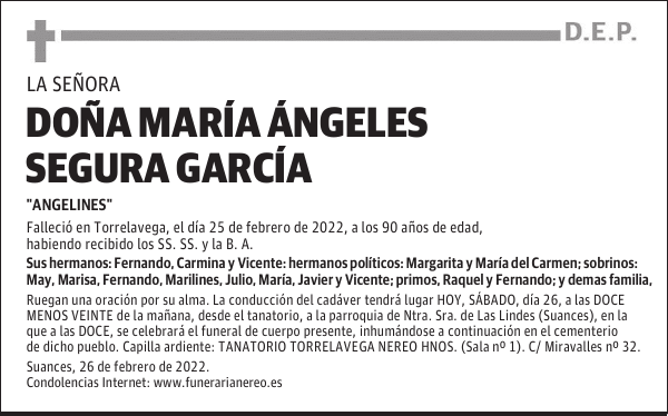 DOÑA MARÍA ÁNGELES SEGURA GARCÍA
