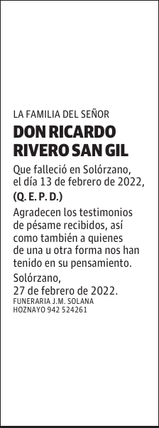 DON RICARDO RIVERO SAN GIL