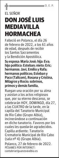 DON JOSÉ LUIS MEDIAVILLA HORMACHEA