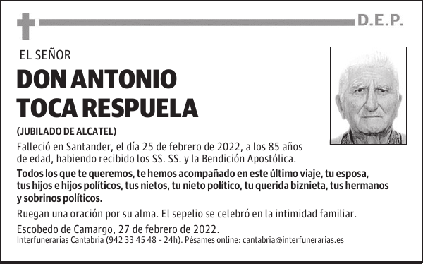 DON ANTONIO TOCA RESPUELA