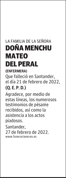 DOÑA MENCHU MATEO DEL PERAL