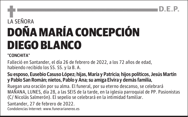 DOÑA MARÍA CONCEPCIÓN DIEGO BLANCO
