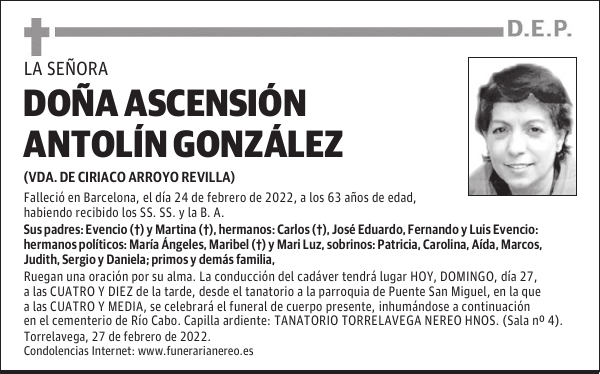 DOÑA ASCENSIÓN ANTOLÍN GONZÁLEZ
