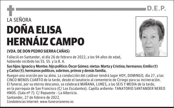 DOÑA ELISA HERNÁIZ CAMPO