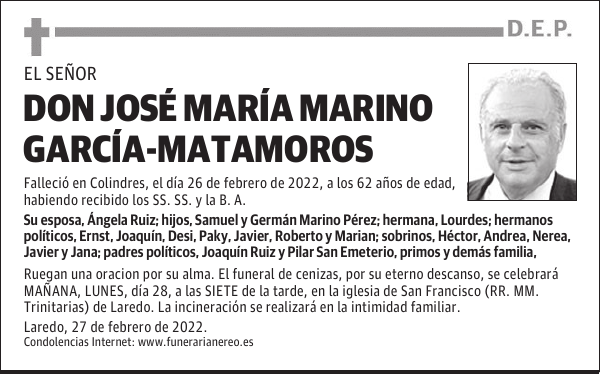 DON JOSÉ MARÍA MARINO GARCÍA-MATAMOROS