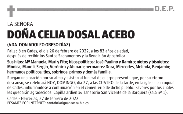 DOÑA CELIA DOSAL ACEBO