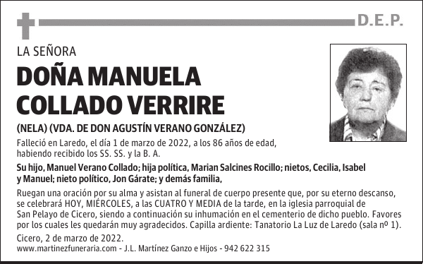 DOÑA MANUELA COLLADO VERRIRE