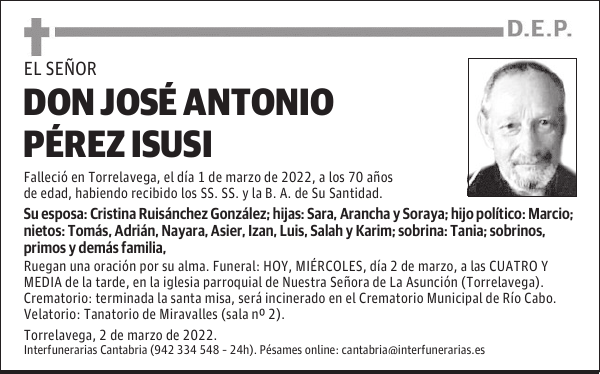 DON JOSÉ ANTONIO PÉREZ ISUSI