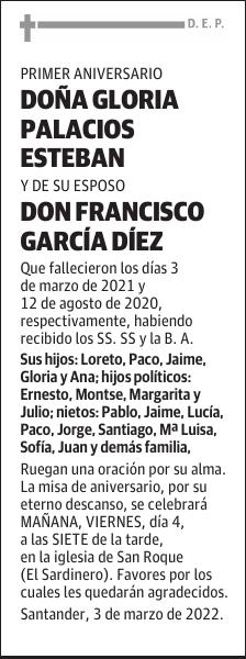 DOÑA GLORIA PALACIOS ESTEBAN