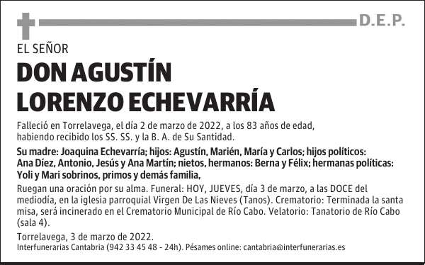 DON AGUSTÍN LORENZO ECHEVARRÍA