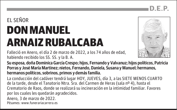 DON MANUEL ARNAIZ RUBALCABA