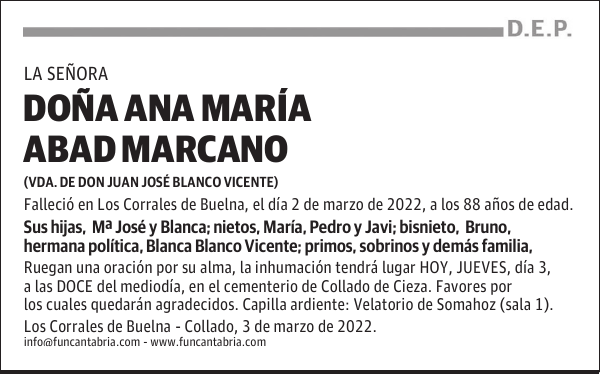 DOÑA ANA MARÍA ABAD MARCANO