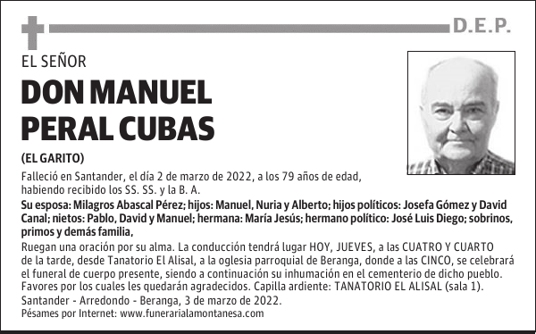 DON MANUEL PERAL CUBAS