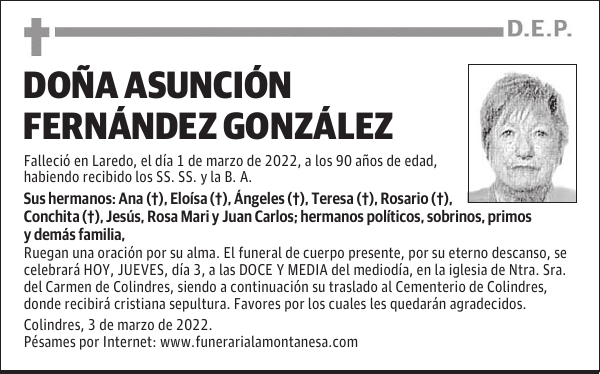 DOÑA ASUNCIÓN FERNÁNDEZ GONZÁLEZ