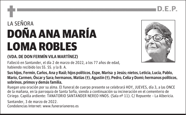 DOÑA ANA MARÍA LOMA ROBLES