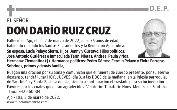 DON DARÍO RUIZ CRUZ
