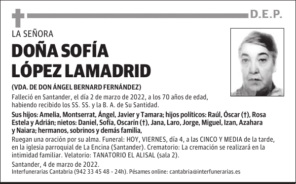 DOÑA SOFÍA LÓPEZ LAMADRID