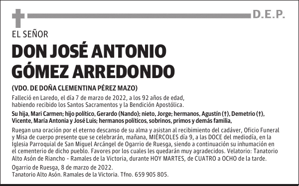 DON JOSÉ ANTONIO GÓMEZ ARREDONDO