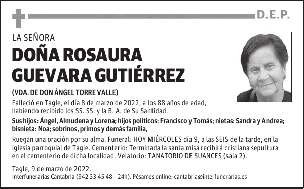 DOÑA ROSAURA GUEVARA GUTIÉRREZ