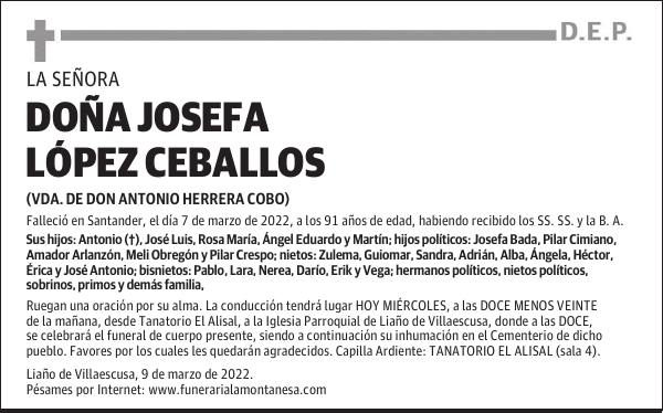 DOÑA JOSEFA LÓPEZ CEBALLOS