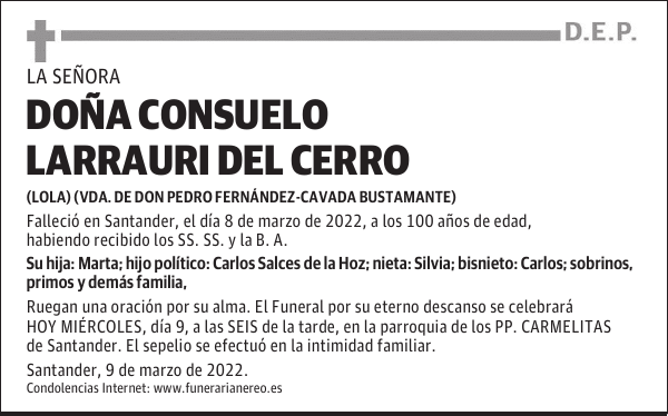 DOÑA CONSUELO LARRAURI DEL CERRO