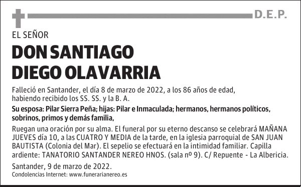DON SANTIAGO DIEGO OLAVARRIA
