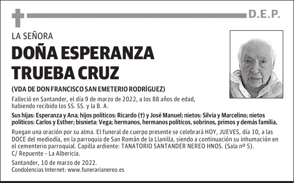 DOÑA ESPERANZA TRUEBA CRUZ