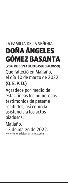 DOÑA ÁNGELES GÓMEZ BASANTA