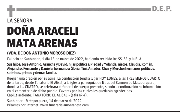 DOÑA ARACELI MATA ARENAS