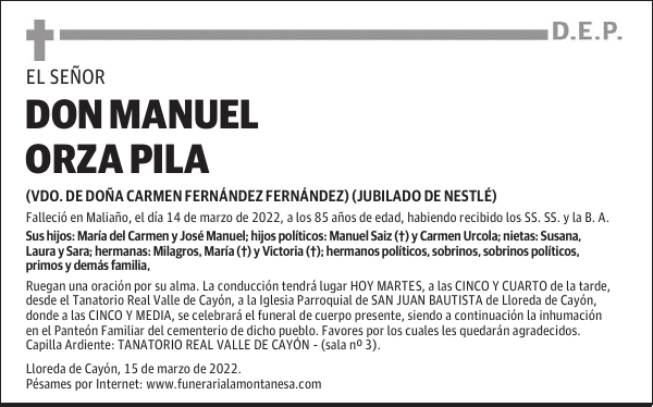 DON MANUEL ORZA PILA