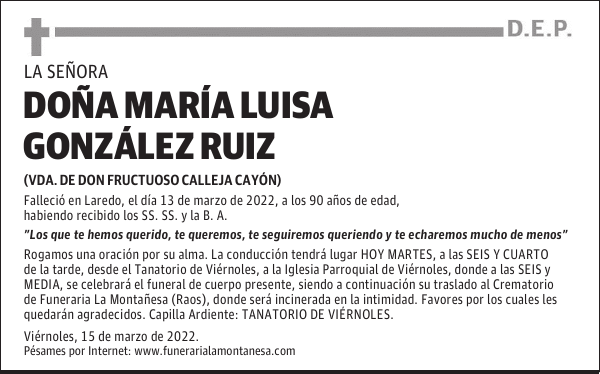 DOÑA MARÍA LUISA GONZÁLEZ RUIZ