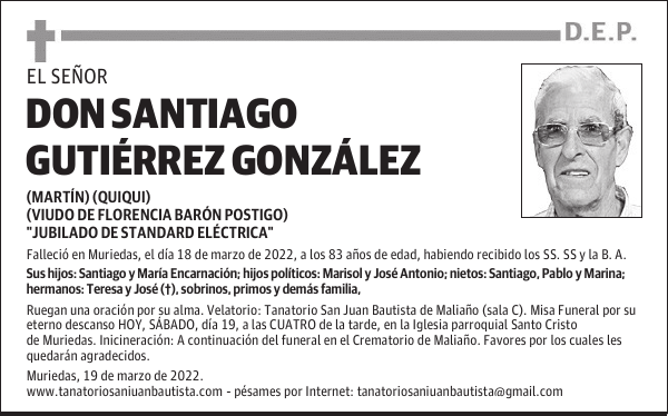 DON SANTIAGO GUTIÉRREZ GONZÁLEZ
