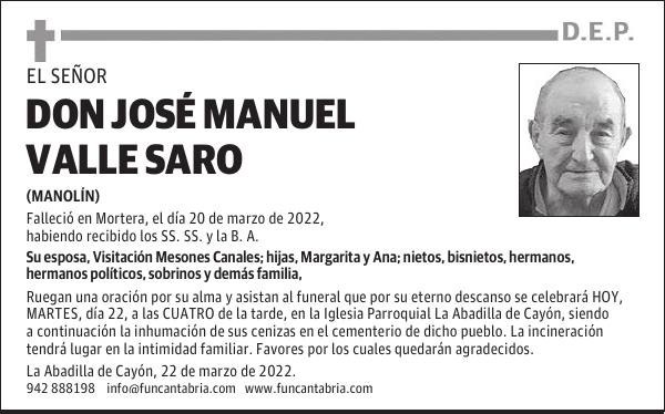 Don José Manuel Valle Saro