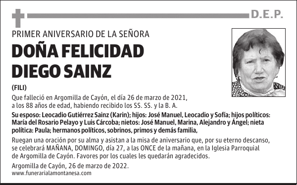 DOÑA FELICIDAD DIEGO SAINZ