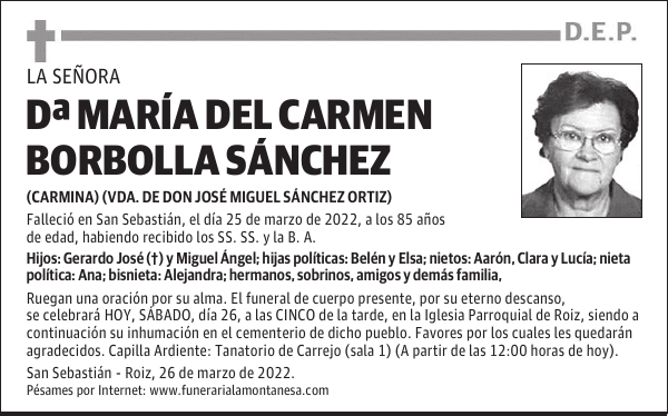 DOÑA MARÍA DEL CARMEN BORBOLLA SÁNCHEZ